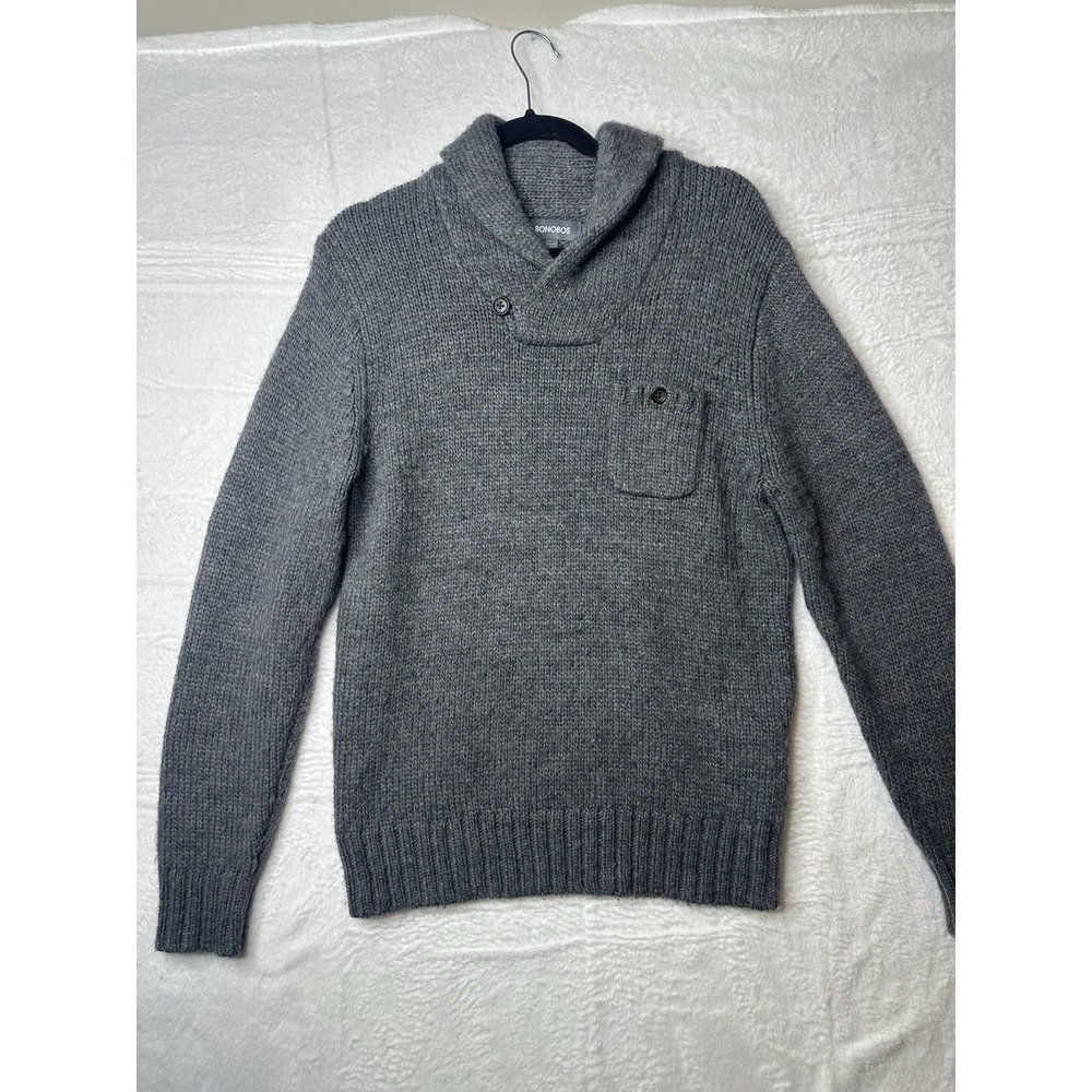 Gray Bonobos Shawl-collar Pullover‎ Sweater  Men's Medium
